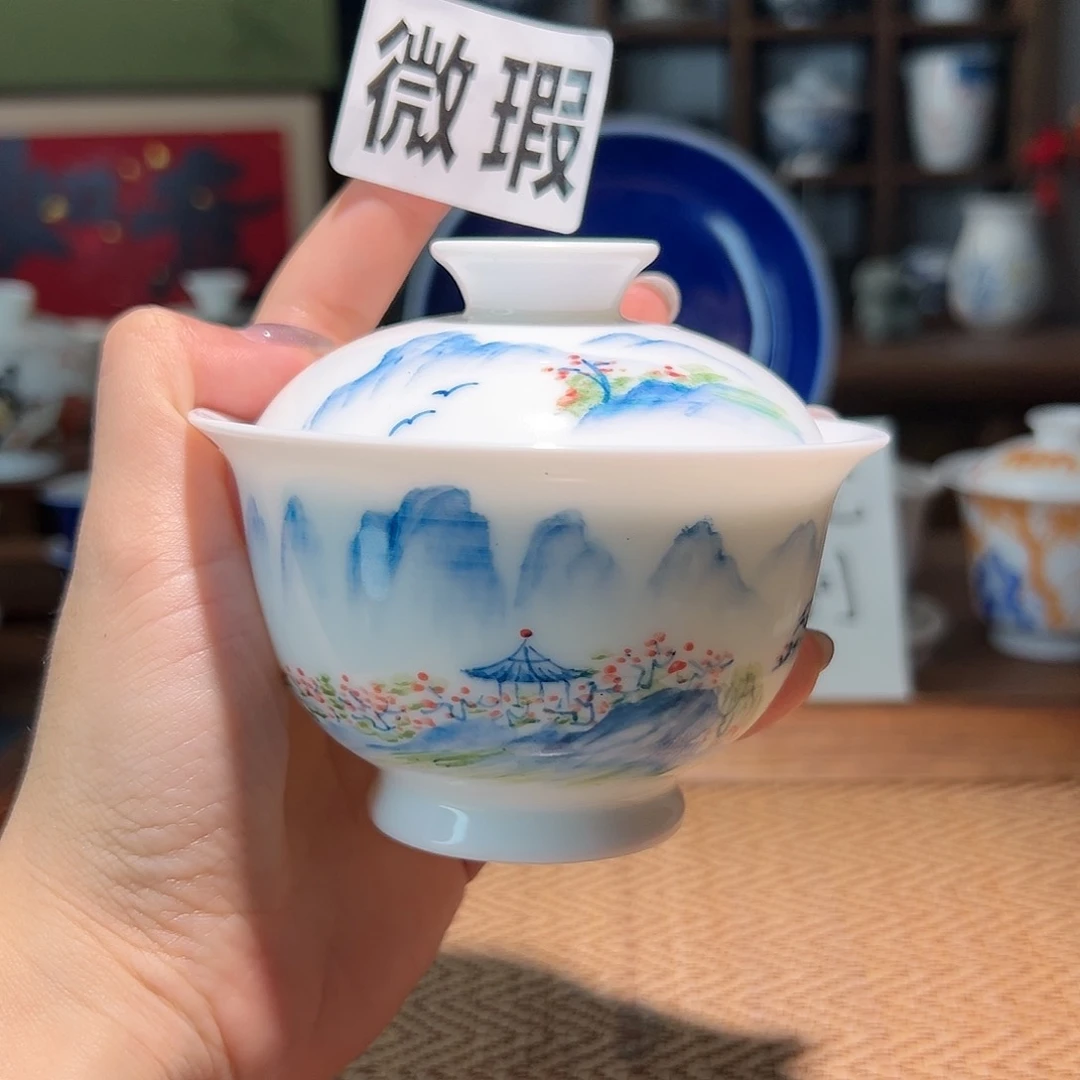 【闪购商品】微瑕 手绘 盖碗