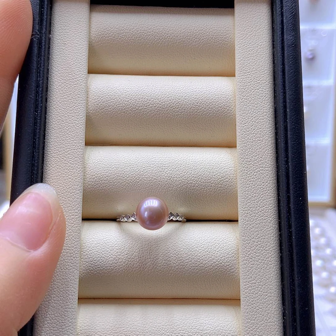 戒指银S925镶嵌淡水珍珠