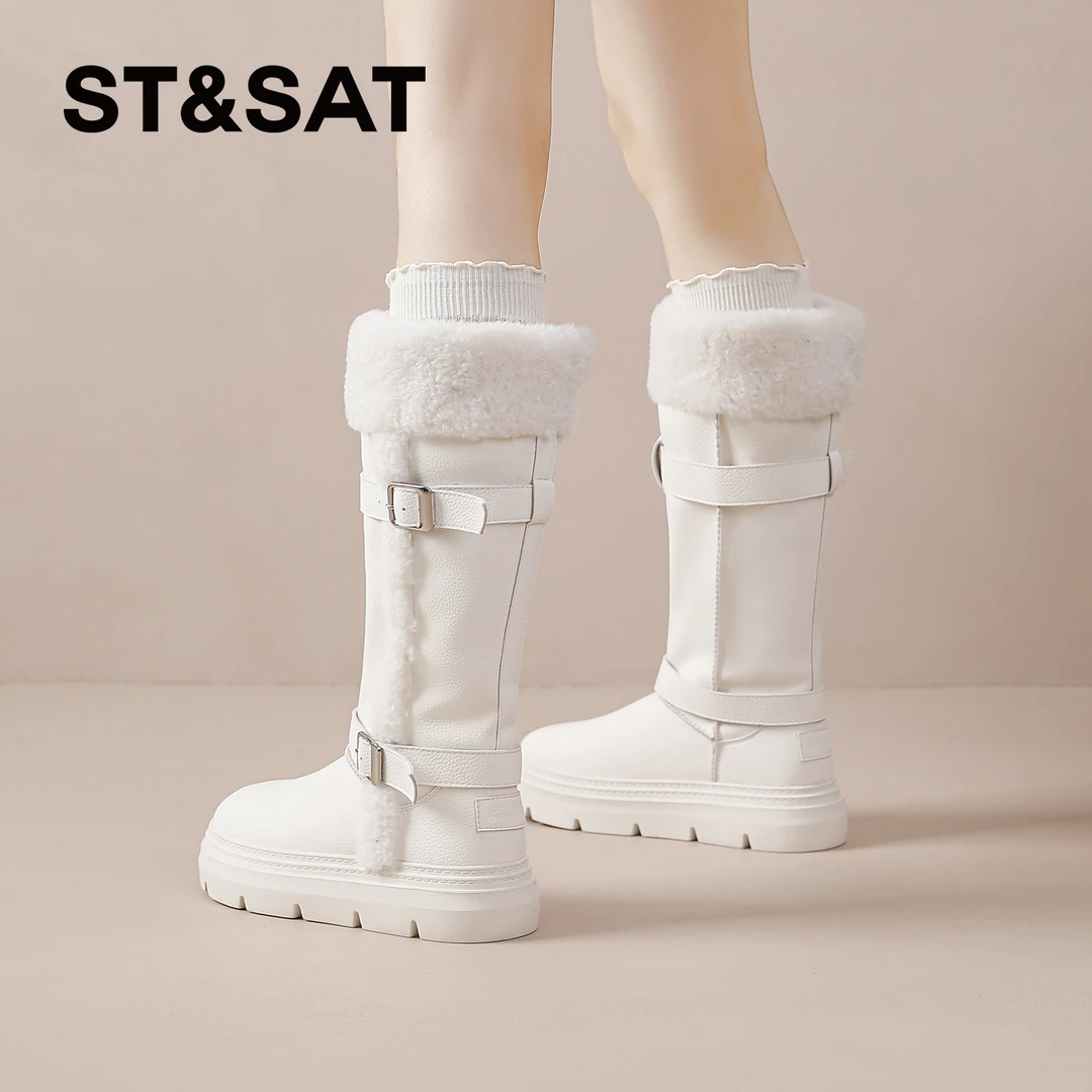 星期六小白鞋女2025冬季爆款雪地靴加绒加厚大棉鞋东北抗寒长筒靴