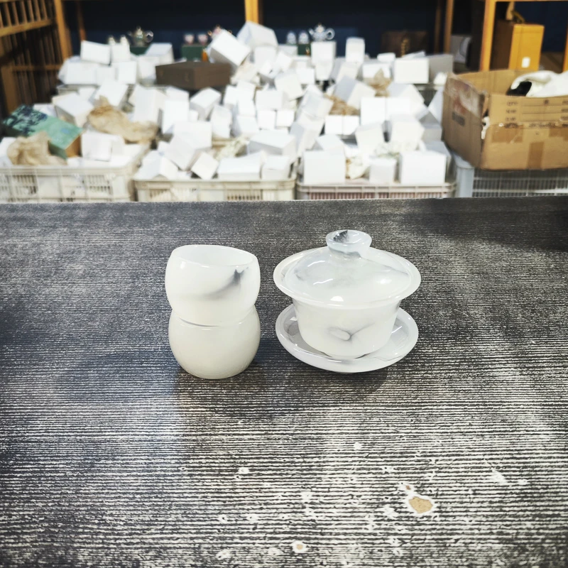 水墨琉璃三才盖碗+2杯