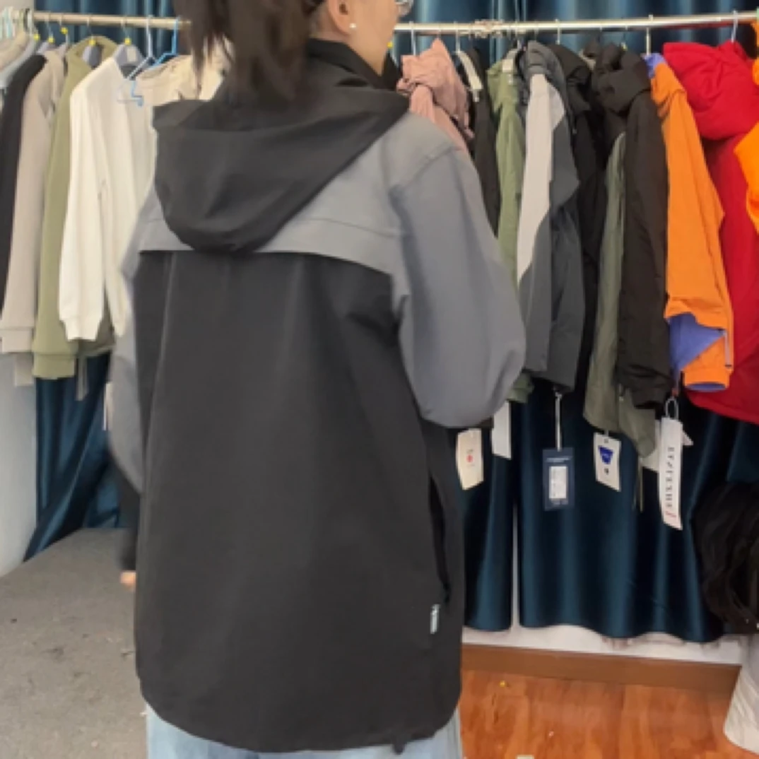 男女士夏季休闲外套软壳连帽时尚透气拼色宽松休闲