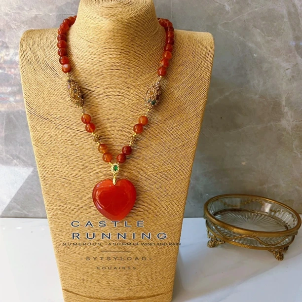 铜合金项链 棕娜苏美娜系列 满镶多彩颗粒9832手工气质复古轻奢