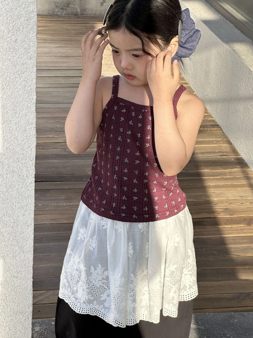 「夏日恋歌」 碎花吊带背心儿童洋气上衣