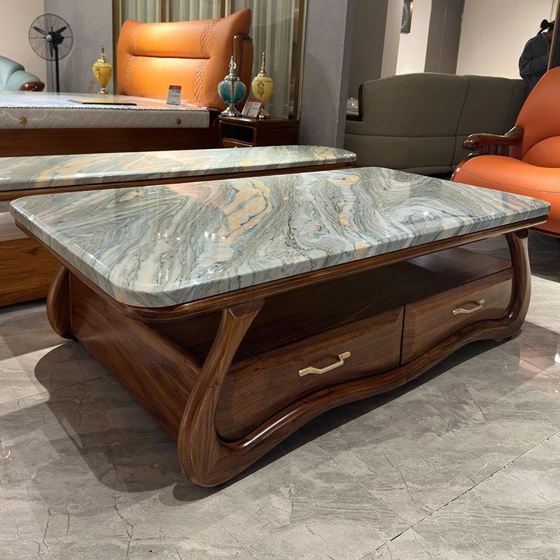 新中式‖轻奢定制大理石客厅地柜高端喀麦隆乌金木奢华电视柜茶几