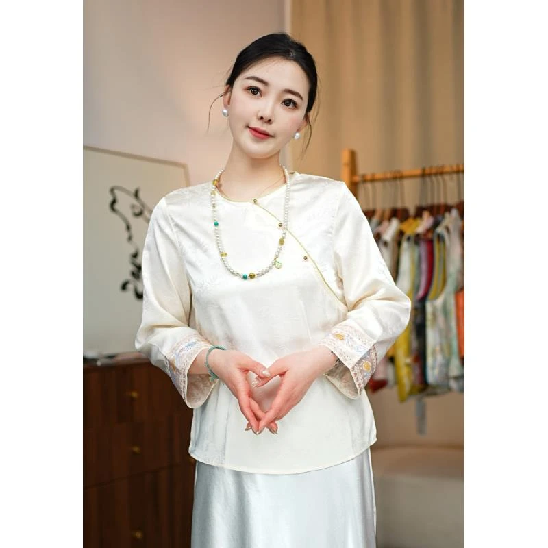 CHUNTIAN【双色打底】李李新中式人丝提花打底小衫