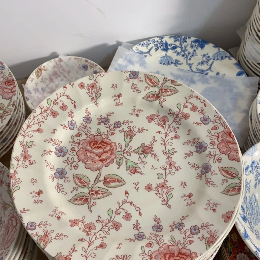 瓷微瑕玫瑰十寸平盘一个