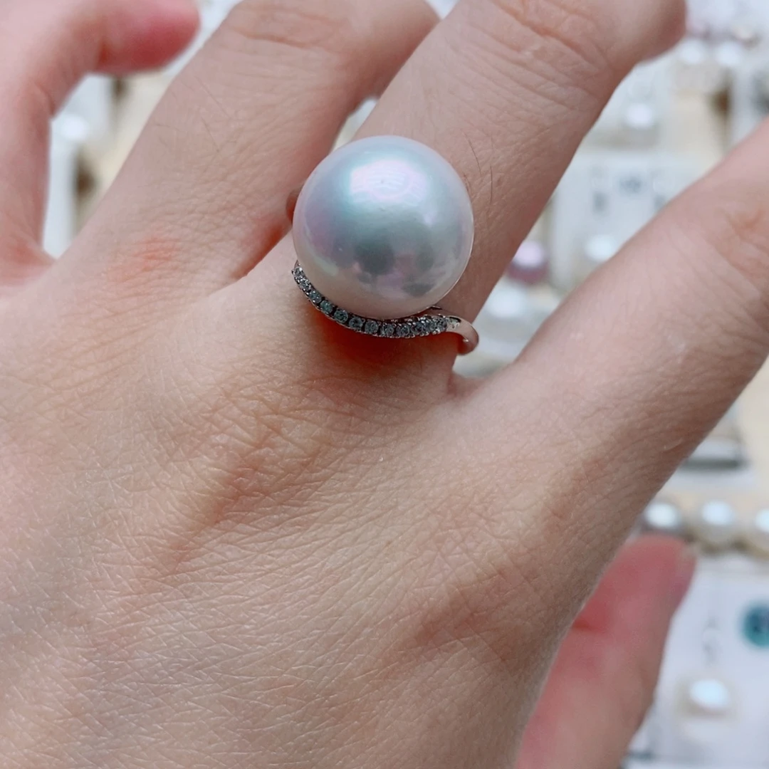 悠***悠银S925镶嵌戒指淡水珍珠13.5mm