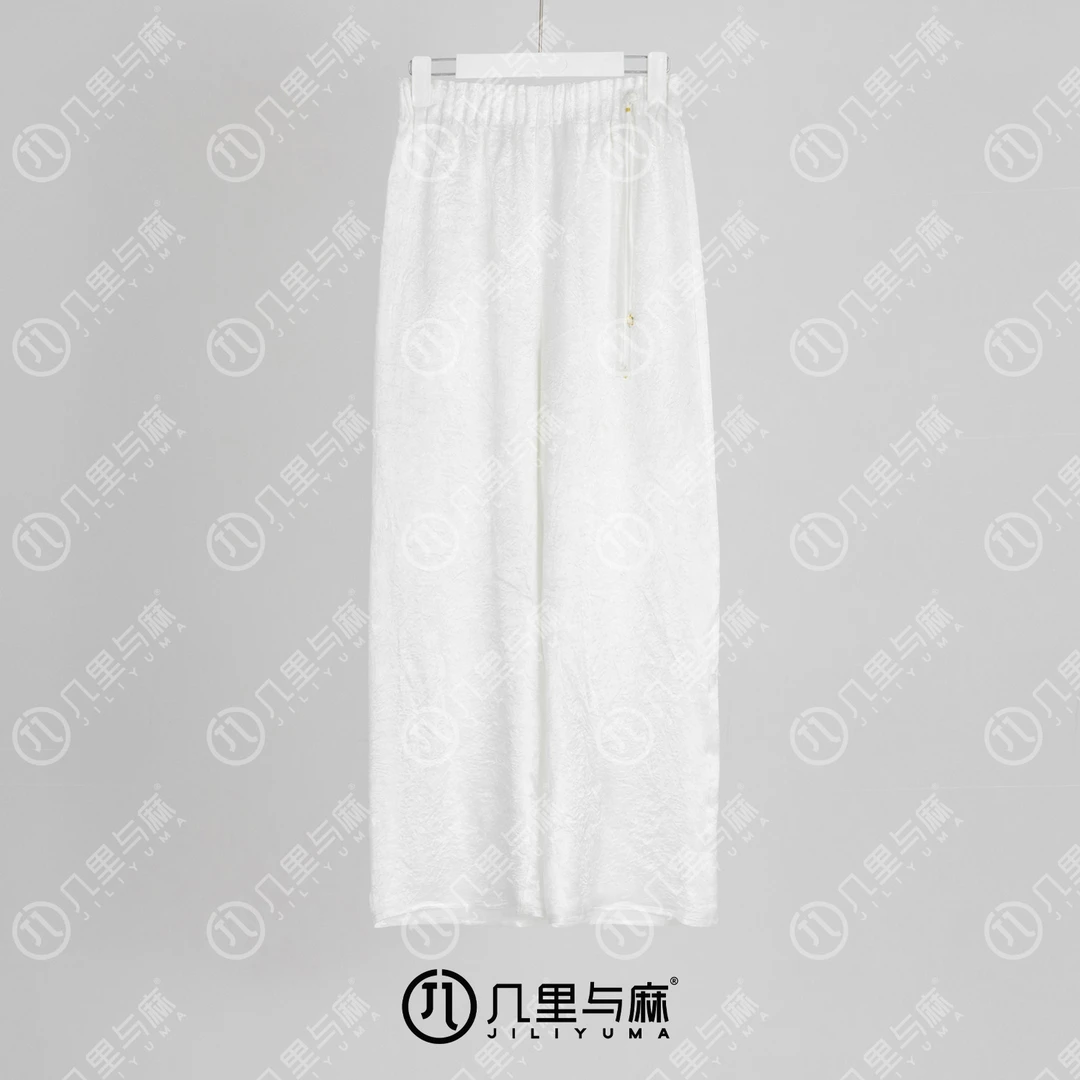 （几里）柳鹭-新国风气质清凉简约复古休闲裤 裤长102 1041092