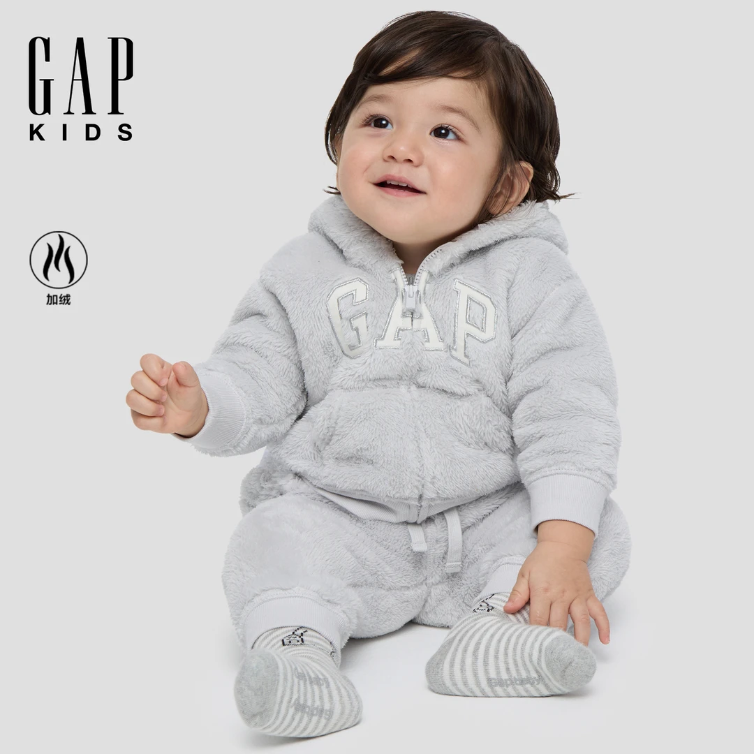 Gap婴儿童装2025年秋冬季新款可爱宝宝加绒加厚卫衣珊瑚绒843589
