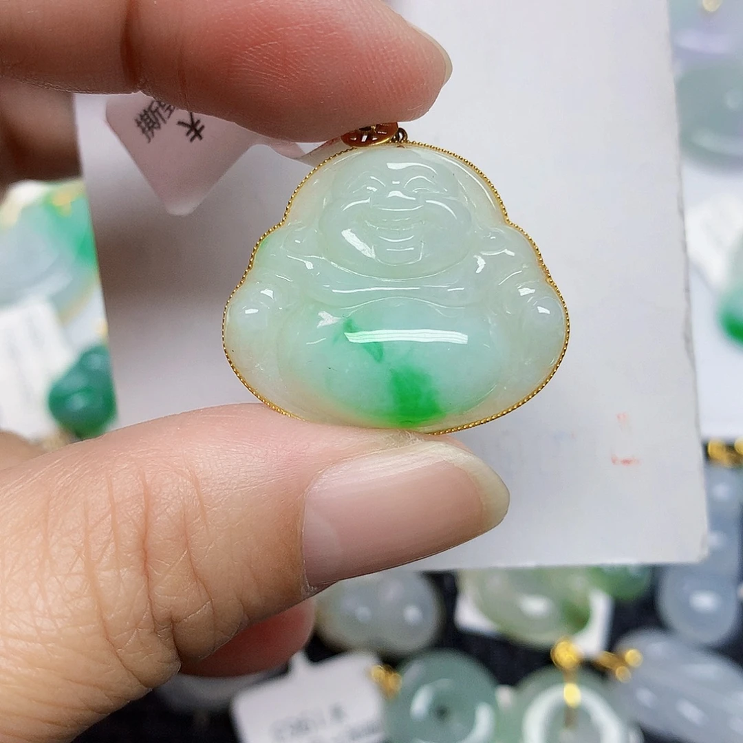 翡翠18K金镶嵌颈饰456778