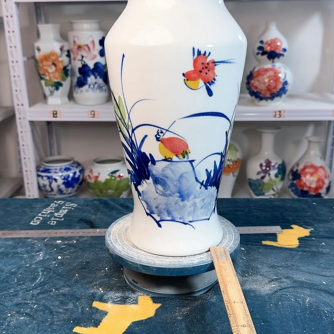 摆件景德镇陶瓷大鱼玉鸟