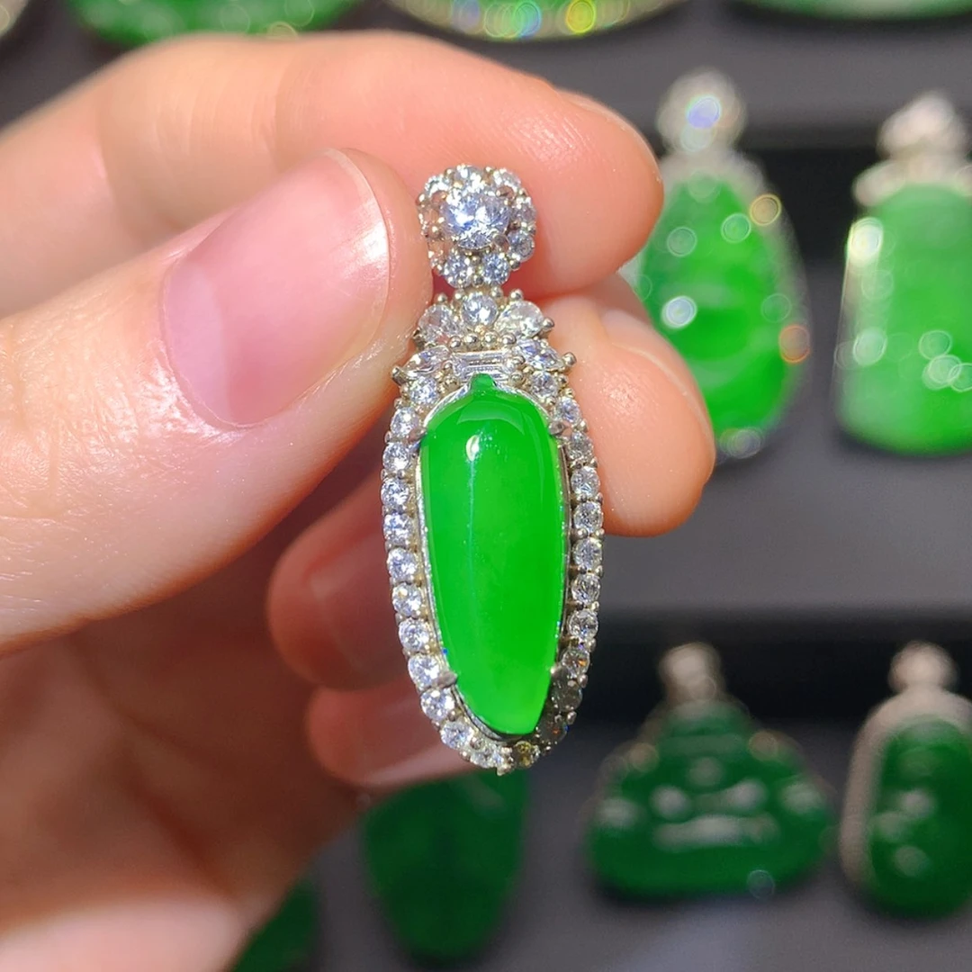 【闪购商品】翡翠银S925镶嵌吊坠(不含链)