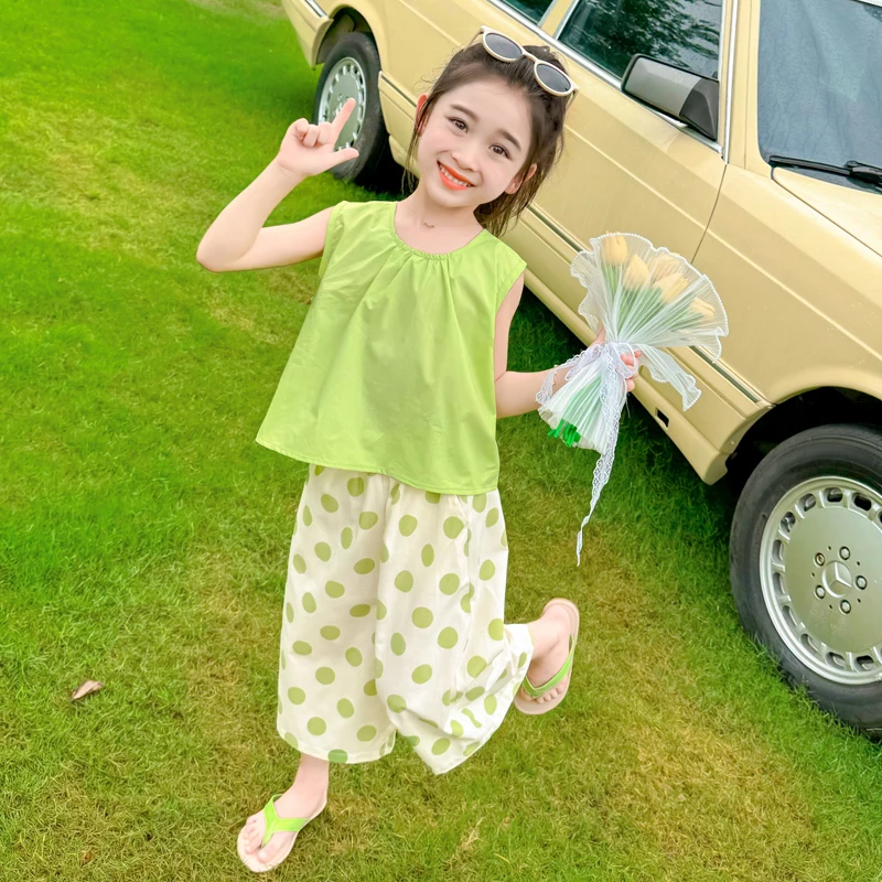 巴拉童年女童无袖套装夏季2025新款洋气时髦儿童女宝宝夏