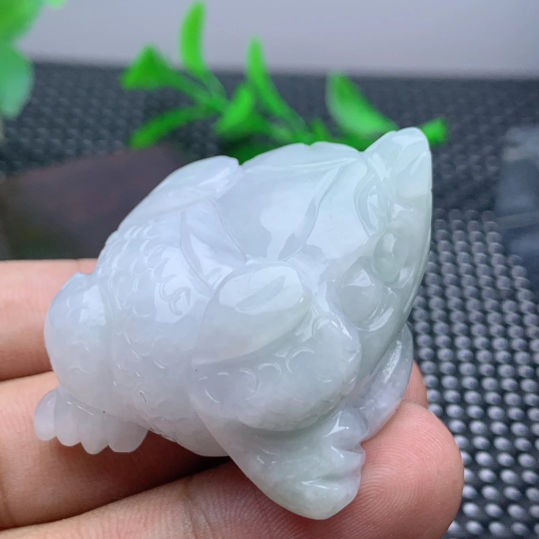 天然翡翠A货五毒三足冰润三脚金蟾手把件小摆件