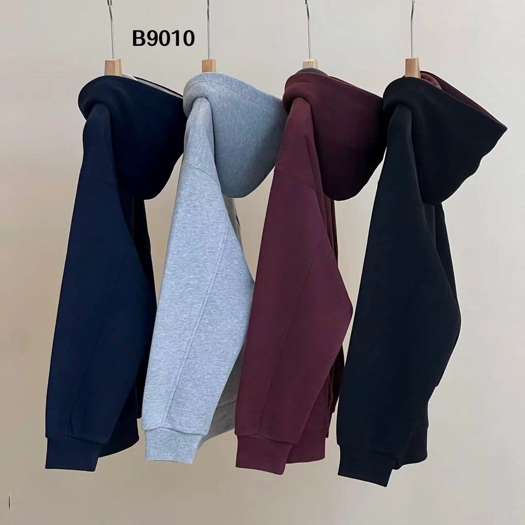 B9010加绒加厚原创潮牌美式时尚百搭连帽卫衣