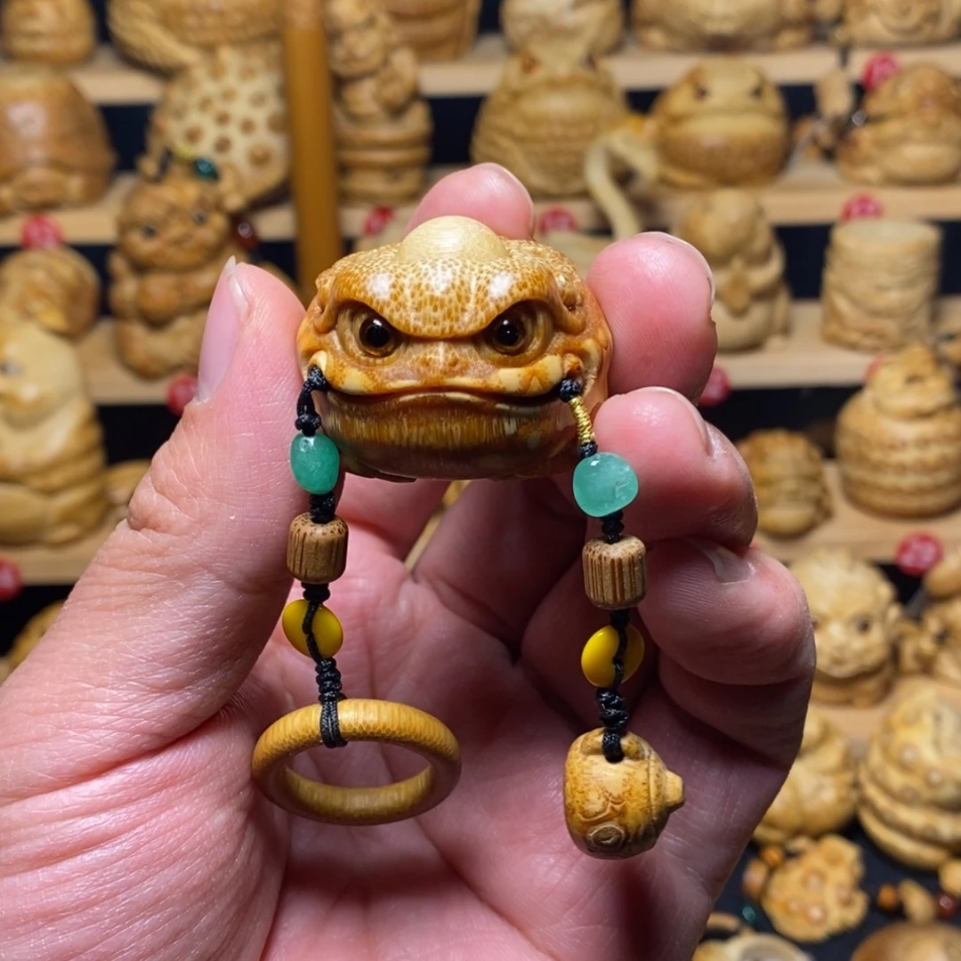H****竹竹根雕时来运转金蟾手把件