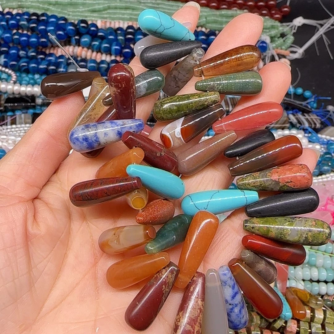 玛瑙/玉髓合金珠宝半成品多宝水滴半条