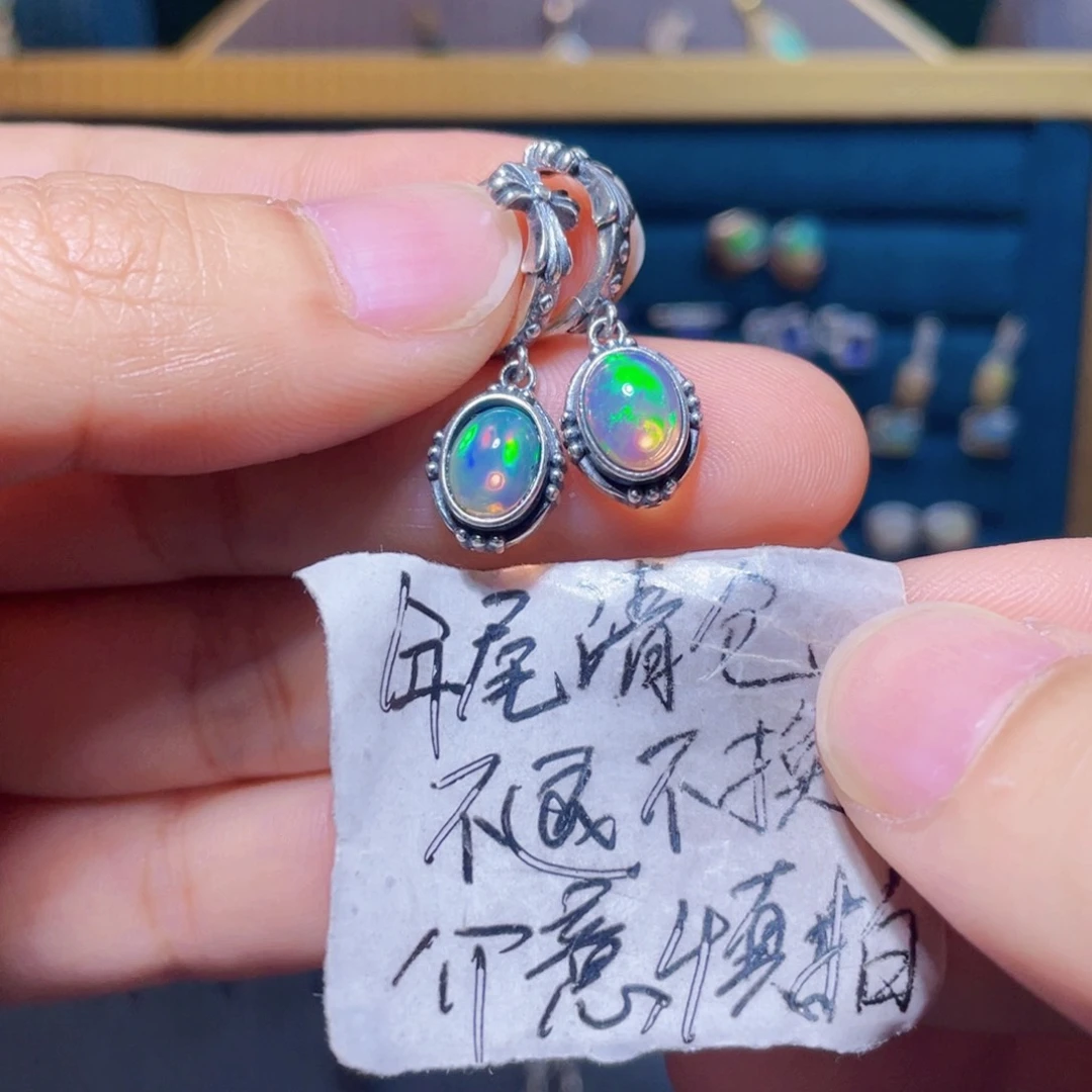 欧泊耳钉）银S925镶嵌李****7