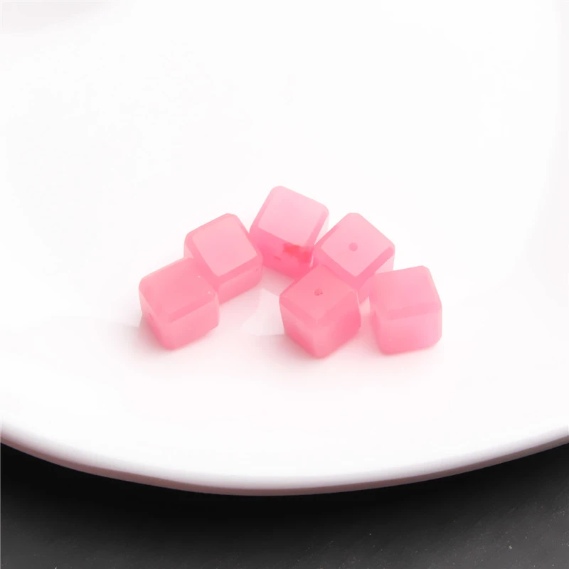 桃红粉舒9.8MM魔方方糖散珠 K1274 多样性发一