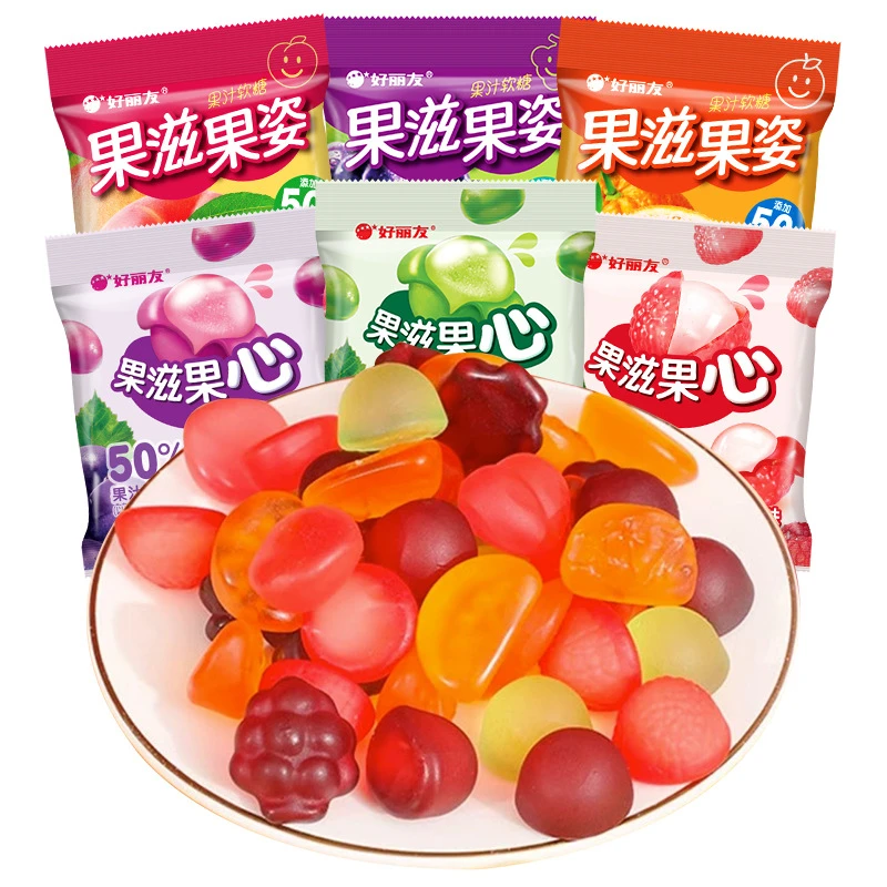 好丽友软糖剥皮儿童糖果果滋果心夹心零食手扒皮美味爆浆果汁QQ糖