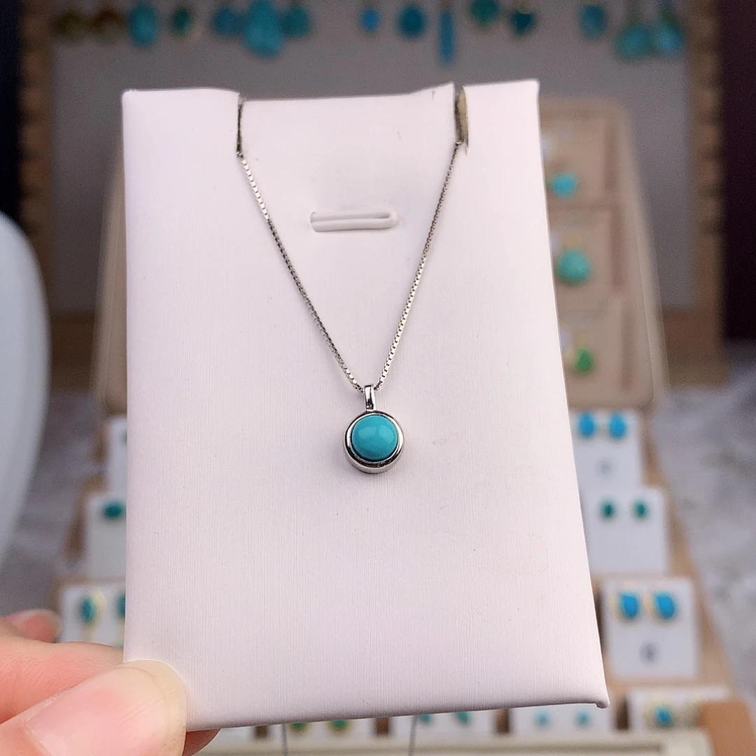 绿松石颈饰银S925镶嵌