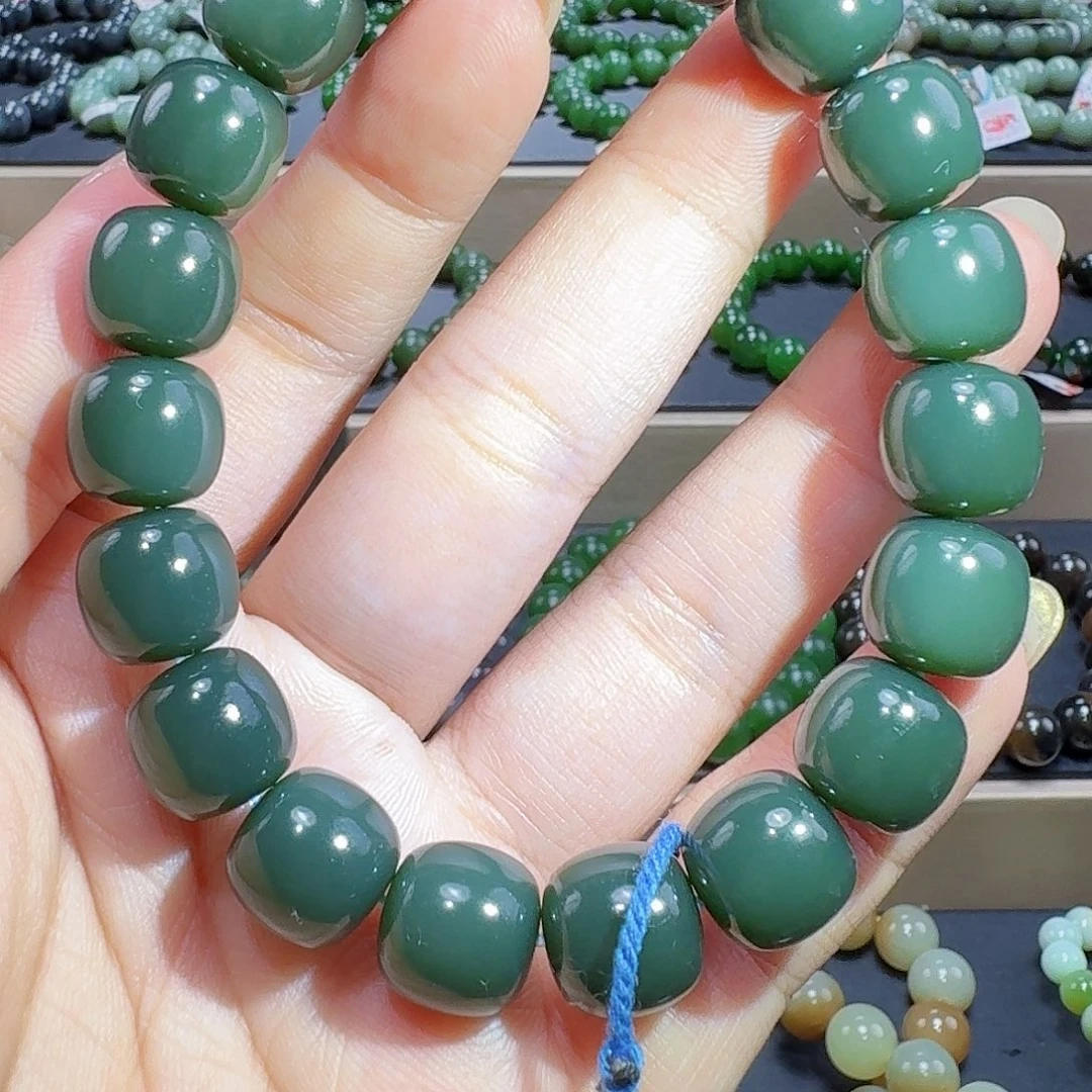 和田玉未镶嵌手链和田 沙枣青蓝调 12 特细