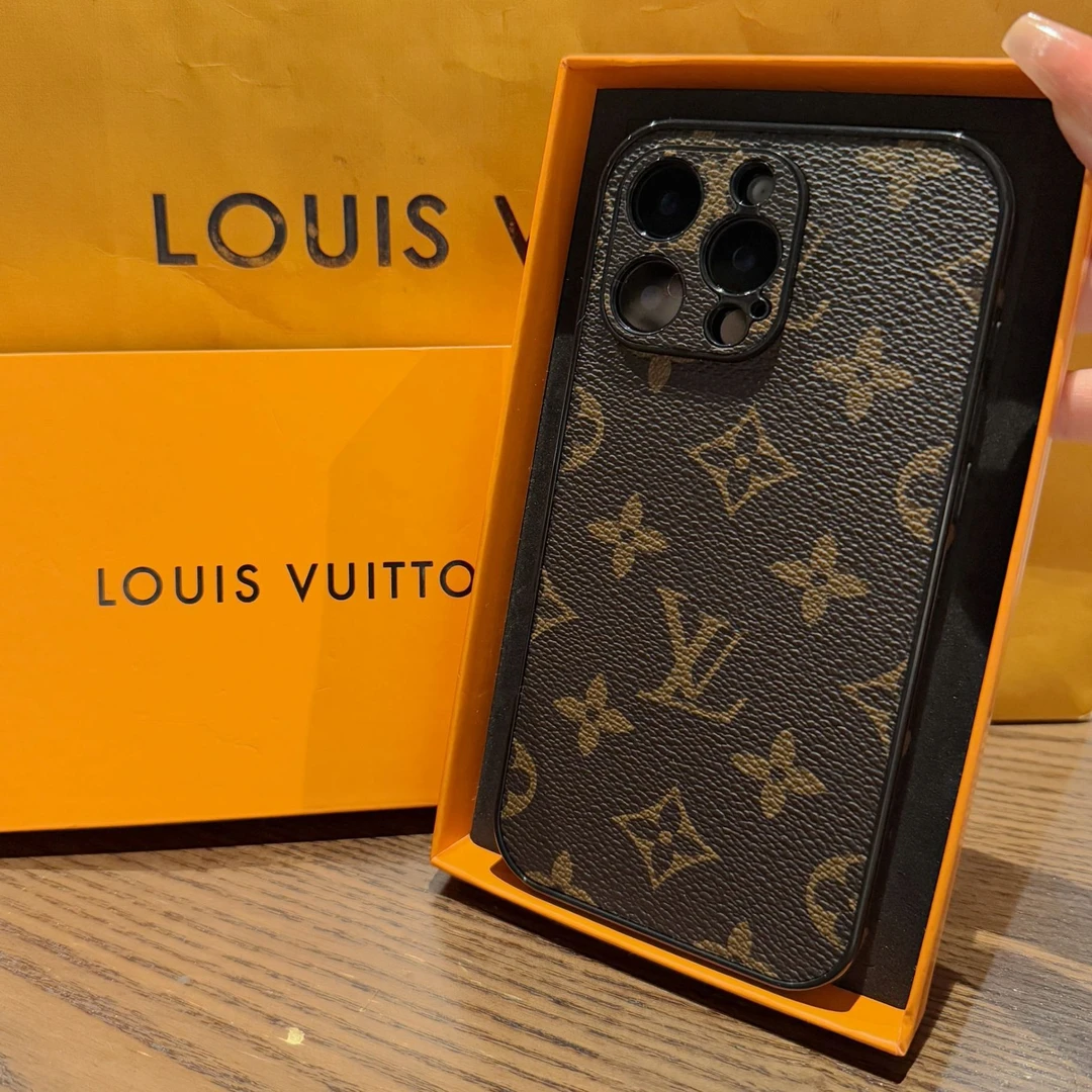 皮质iPhone17promax手机壳老花适用苹果16pro全包15大牌14/13防摔