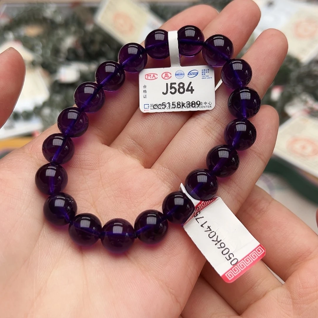 水晶手链未镶嵌J584紫水晶10+