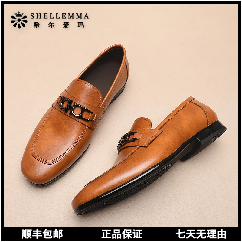 希尔爱玛英伦时尚百搭轻奢男鞋舒适透气真皮商务休闲马衔扣乐福鞋