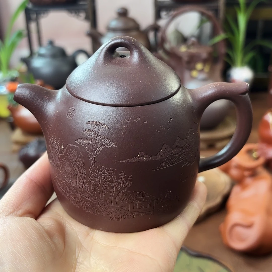 紫砂茶壶秦权老紫泥160cc