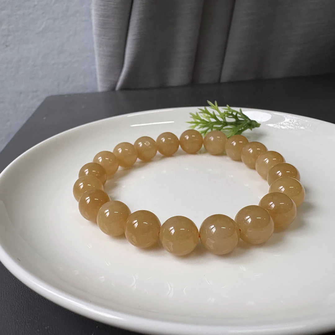 和田玉糖玉圆珠单圈手串约10mm