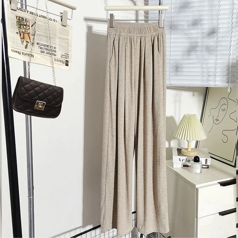 慵懒糯米裤女显瘦休闲裤针织垂感阔腿裤535
