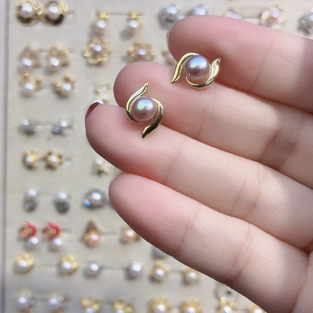 晚****淡水珍珠耳饰合金