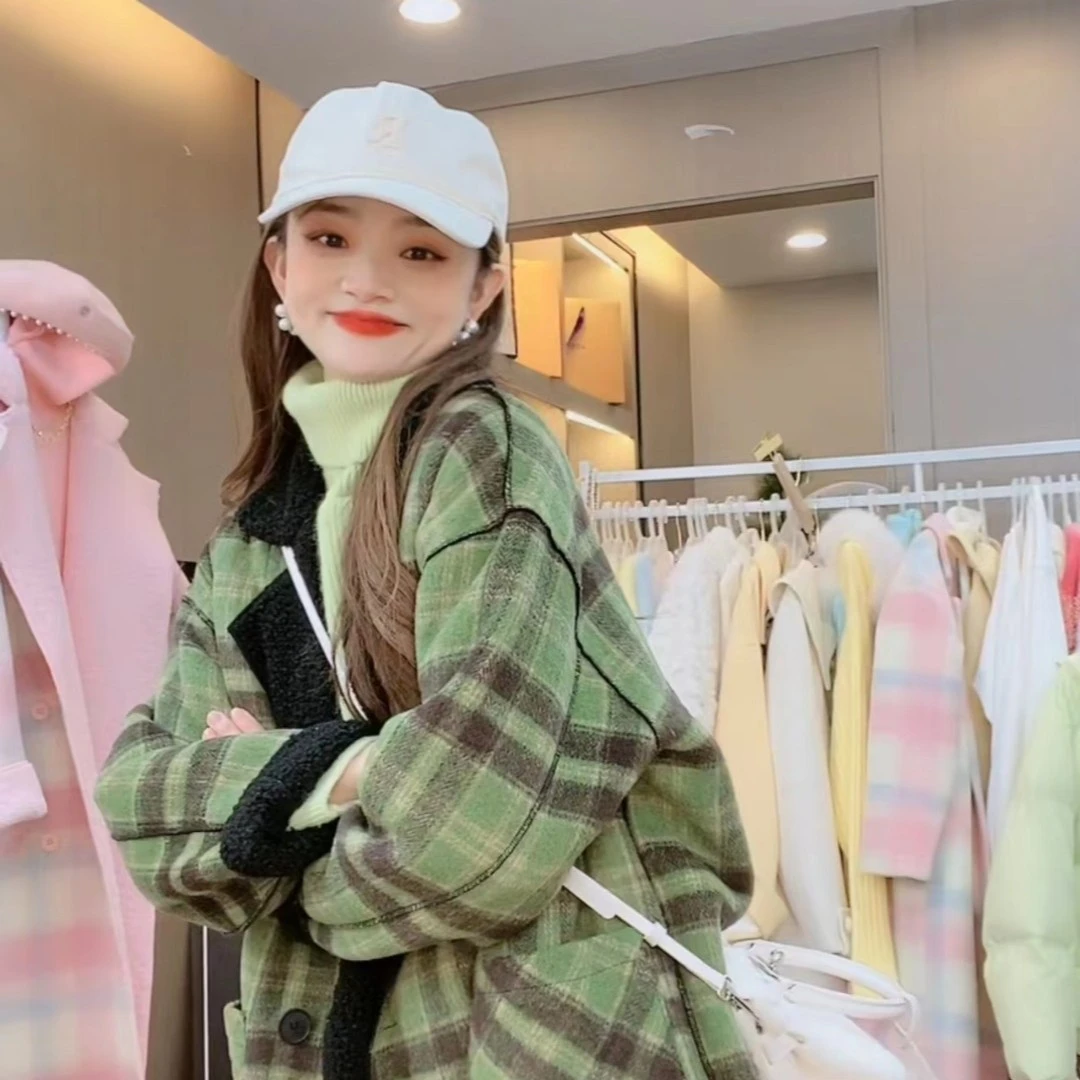 【秀宝定制】长款两穿格子百搭外套XB9861