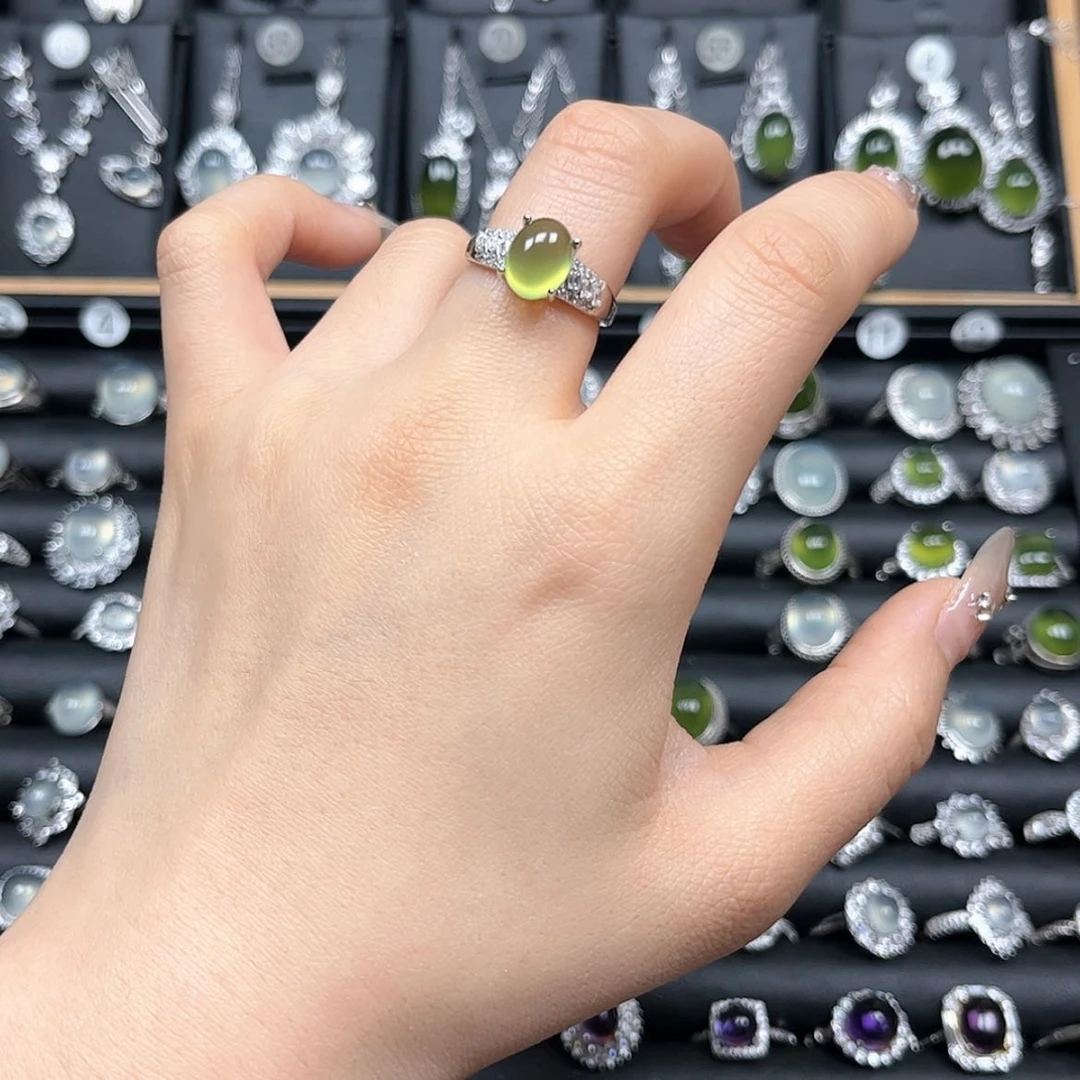 【闪购商品】岫玉戒指银S925镶嵌睡***.