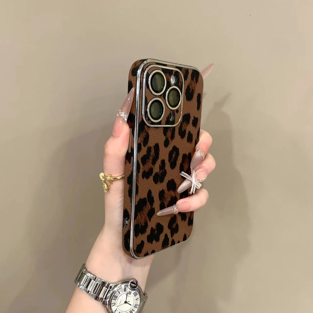 秋冬美拉德甜酷豹纹适用苹果17ProMax手机壳iphone15新款16pro