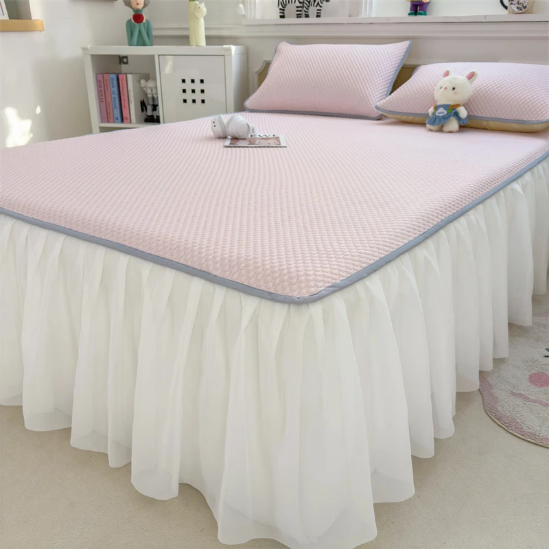 2025新款冰丝凉席A类床裙款夏季凉感冰丝席冰豆豆可水洗空调软席