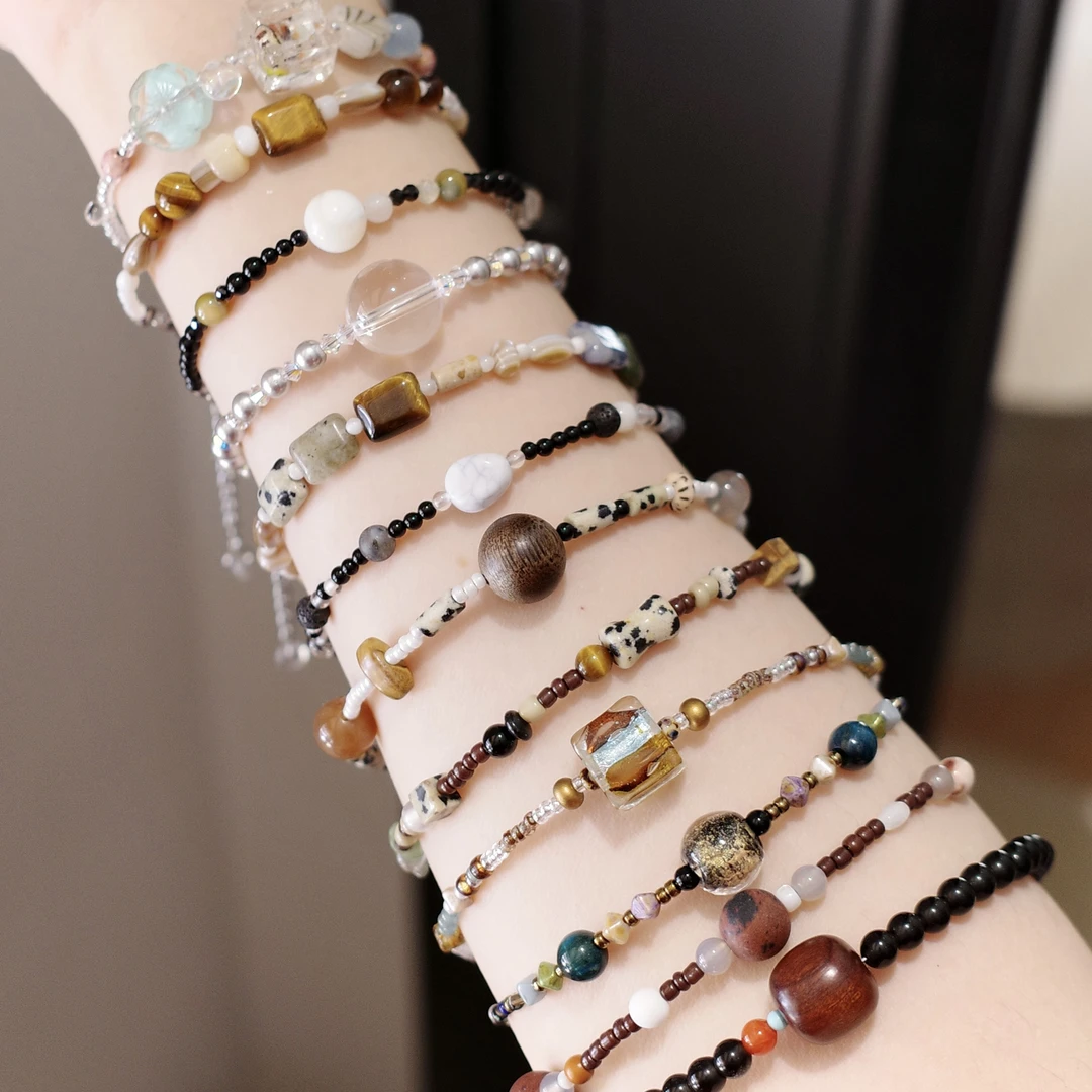 钛钢手链 【主推设计款手链】小众极细彩色复古新中式手链原创手作