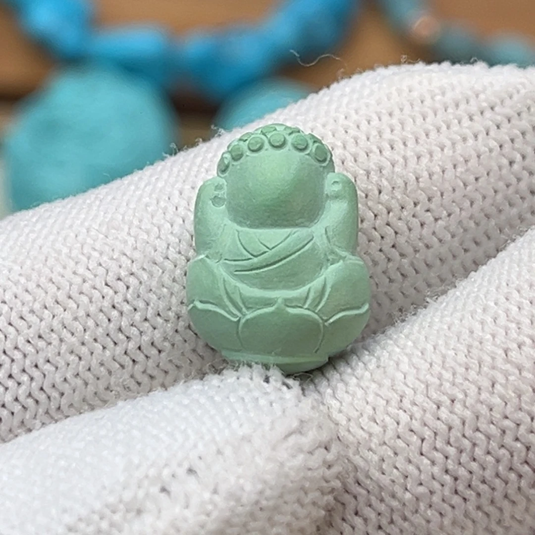 绿松石未镶嵌珠宝奇石嫩果绿不听佛