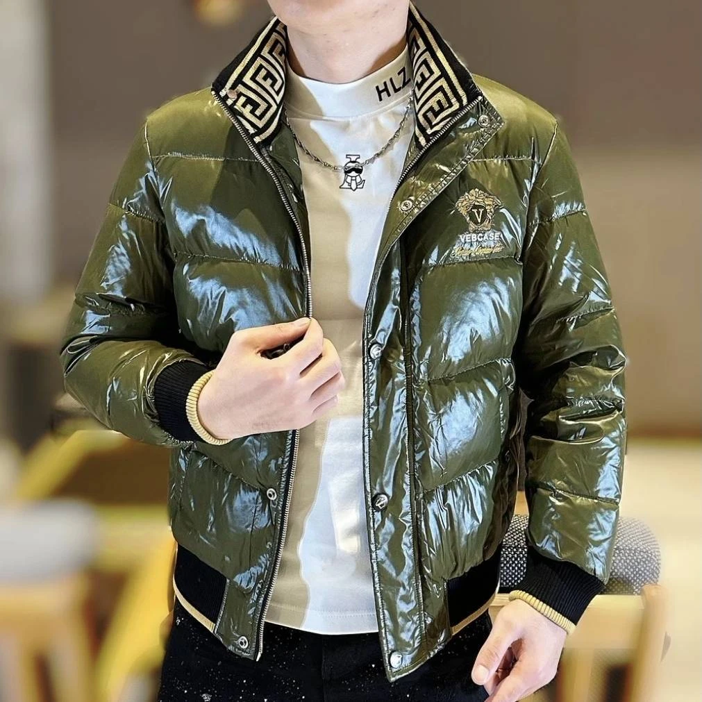 欧货高端冬季男士羽绒服时尚刺绣90白鸭绒帅气加厚时尚棉袄上衣厚