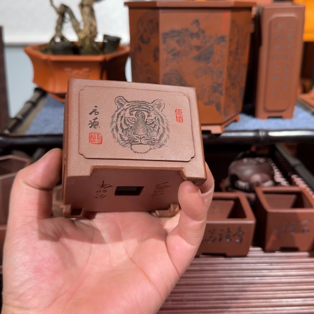 花***痴紫砂花盆原矿紫泥