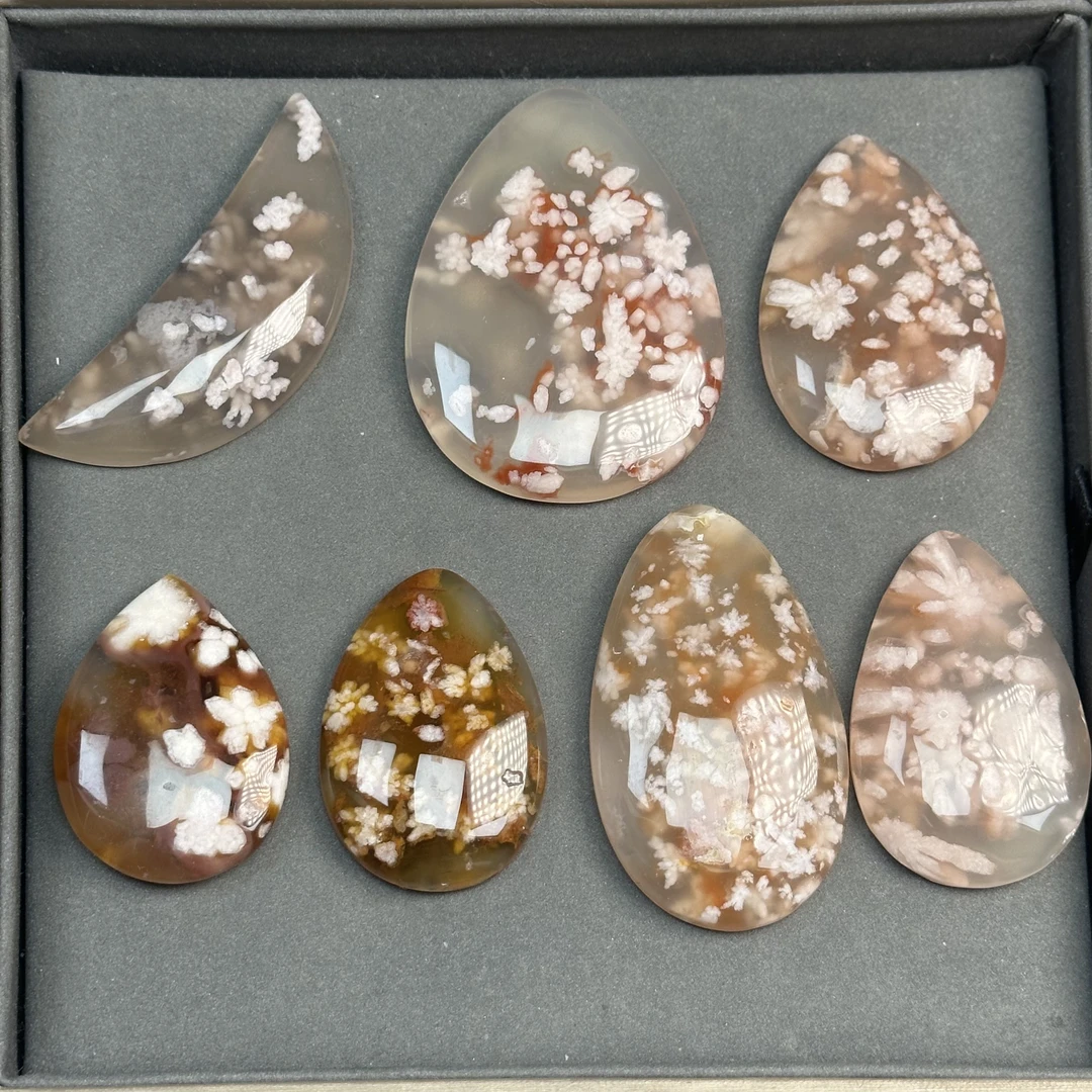 天然樱花玛瑙高冰奶油吊坠手串