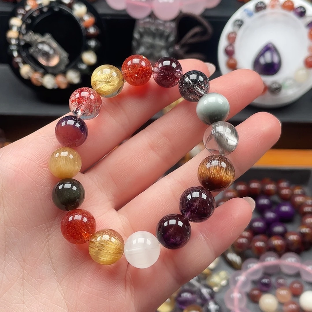 未镶嵌水晶手链多宝手链11mm左右