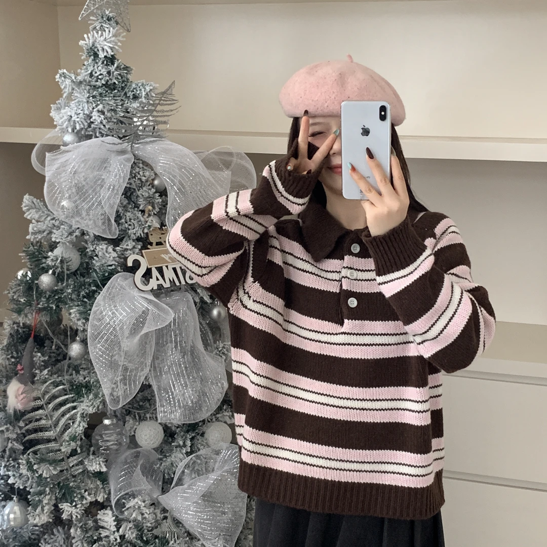 「大昕·奶茶卡卡」2025冬季新款复古韩系ins新款毛衣