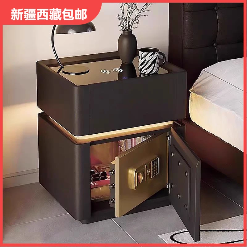 新疆包邮智能床头柜现代家用一体收纳保险箱多功能简约无线充电