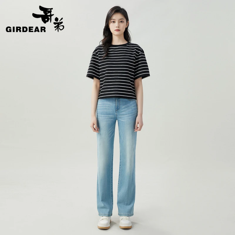 哥弟 圆领经典截短设计短袖T恤1300790