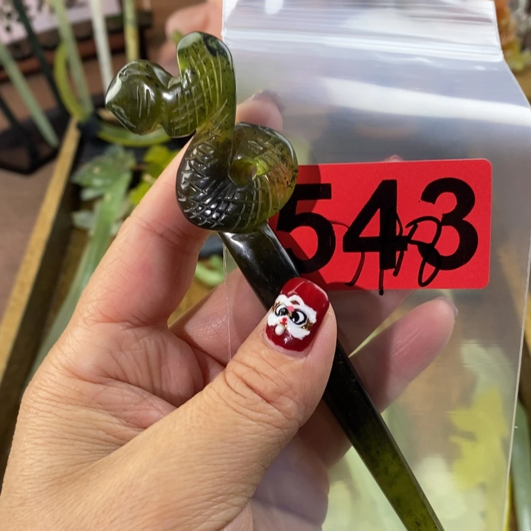 蛇纹石玉玉簪合金小*唆