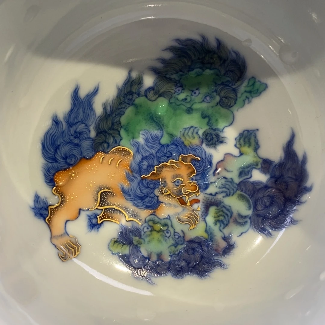 柴胎斗彩九狮炉式