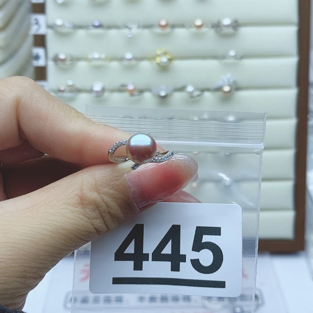 淡水珍珠戒指银S925镶嵌晓****-445