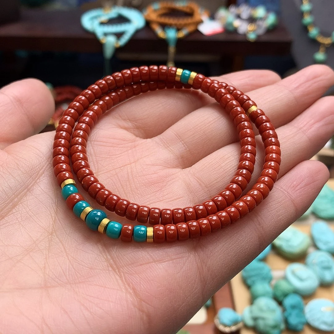 18K金镶嵌手链南红玛瑙